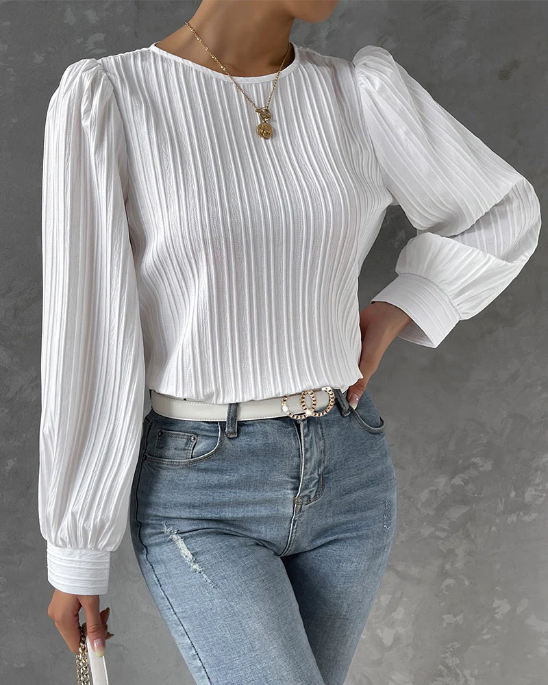 Lena | Elegantes Langarm Top mit Rundhalsausschnitt - Image 2
