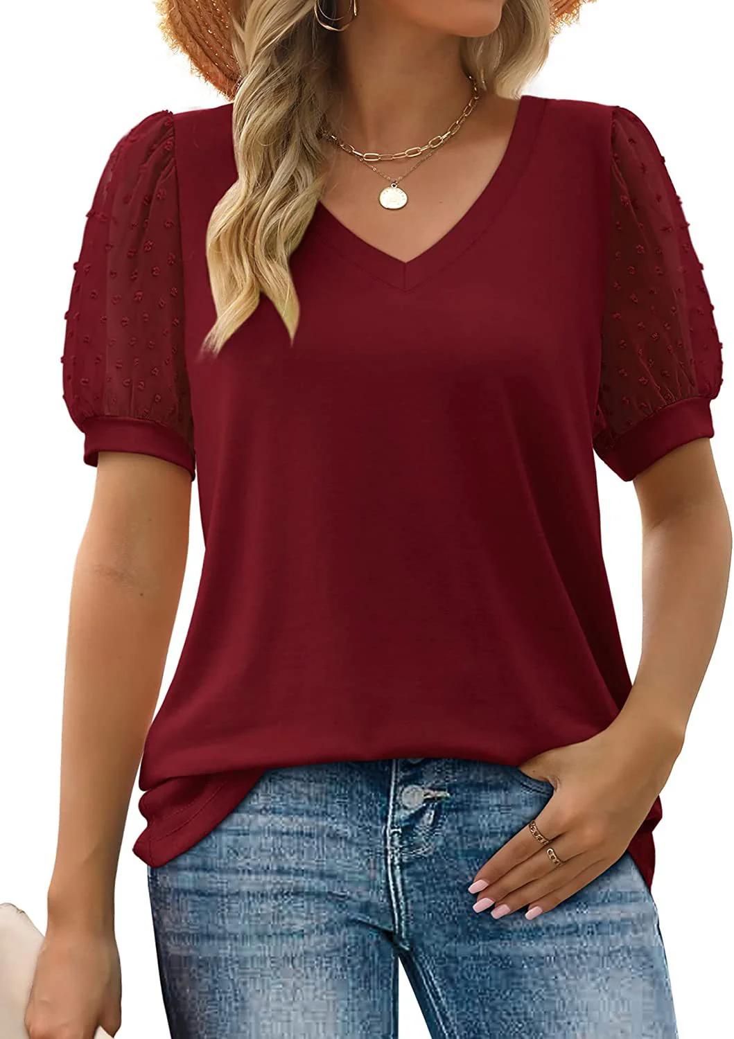 Lilia – Bluse mit Tüllärmeln und V-Ausschnitt - Image 2
