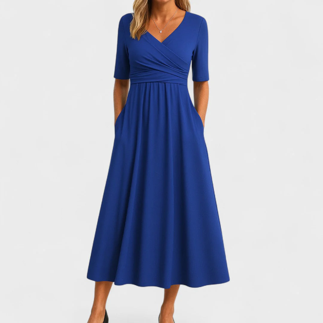 Lilian | Damen V-Ausschnitt Kurzarm Maxi Kleid - Image 3