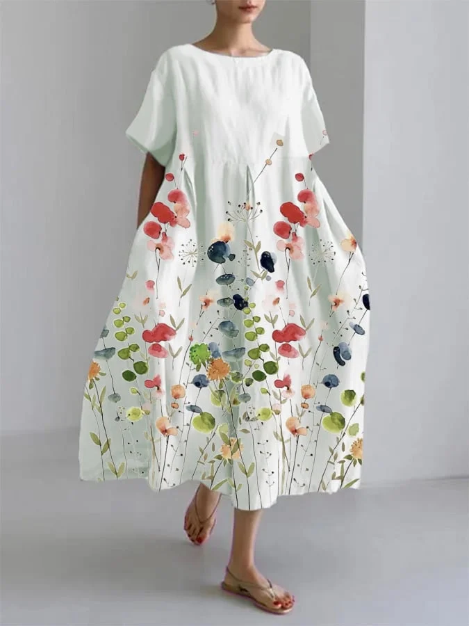 LILIANA | Langes legeres Kleid mit Bewegungsfreiheit und Blumenmuster für Sommertage
