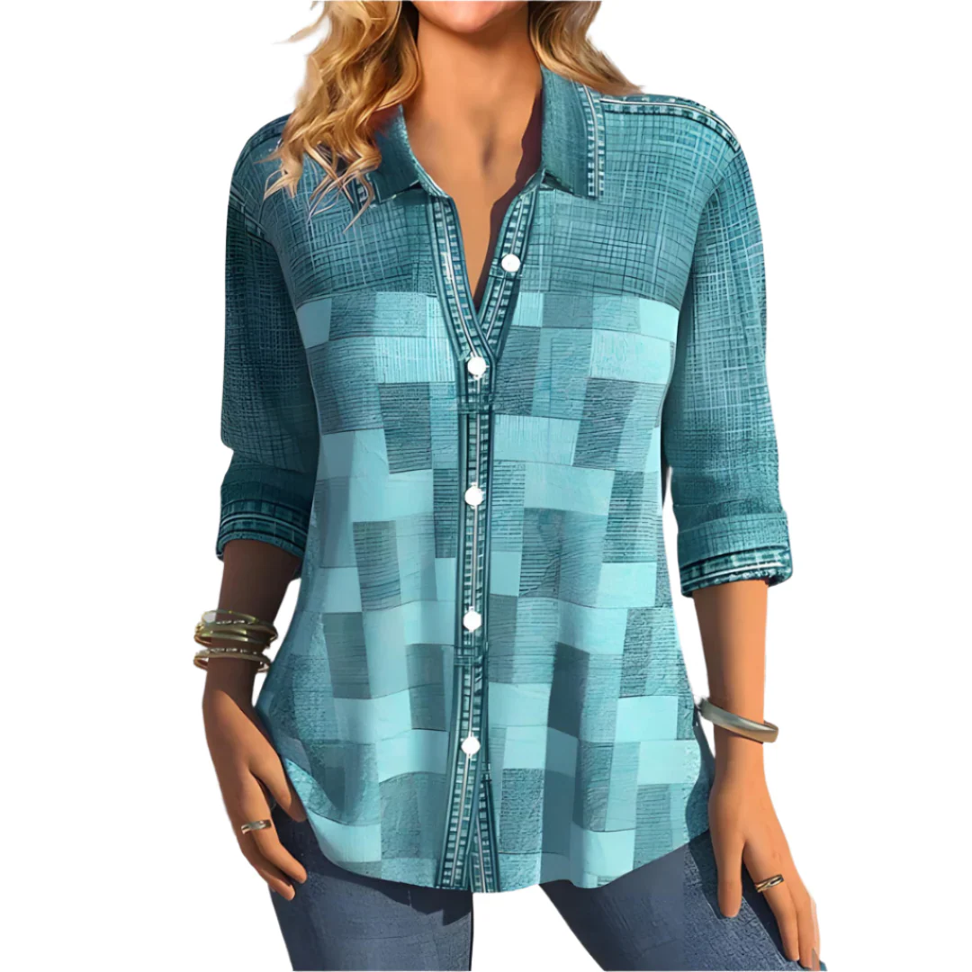 Lina Entspannte Passform Karobluse - Image 2