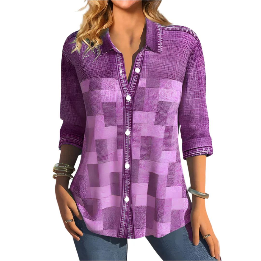 Lina Entspannte Passform Karobluse - Image 3