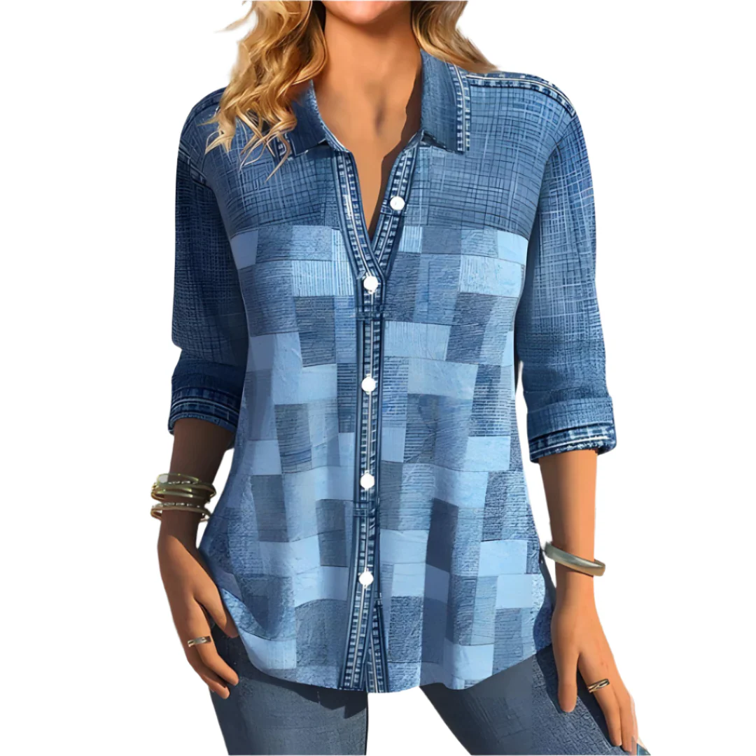 Lina Entspannte Passform Karobluse - Image 4