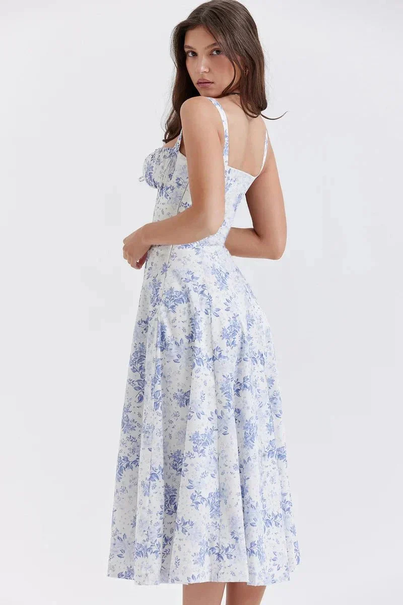 Linda | Damen Blumenkleid Korsett Seitenschlitz Midi – Blumen Korsett Midi 2026 - Image 9