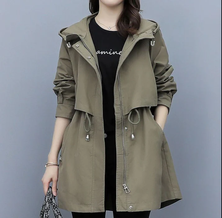Lisa | Langer Wasserdichter Trenchcoat mit Kapuze