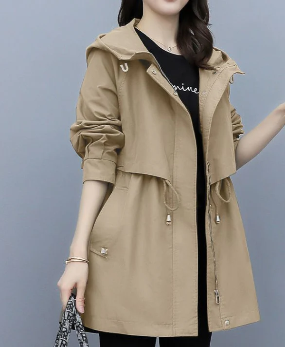 Lisa | Langer Wasserdichter Trenchcoat mit Kapuze - Image 2