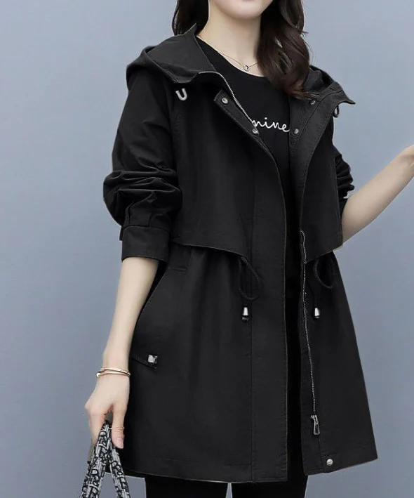 Lisa | Langer Wasserdichter Trenchcoat mit Kapuze - Image 3