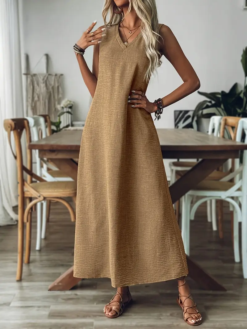 LISET - ÄRMELLOSES LANGES UND LOCKERES KLEID - Image 2