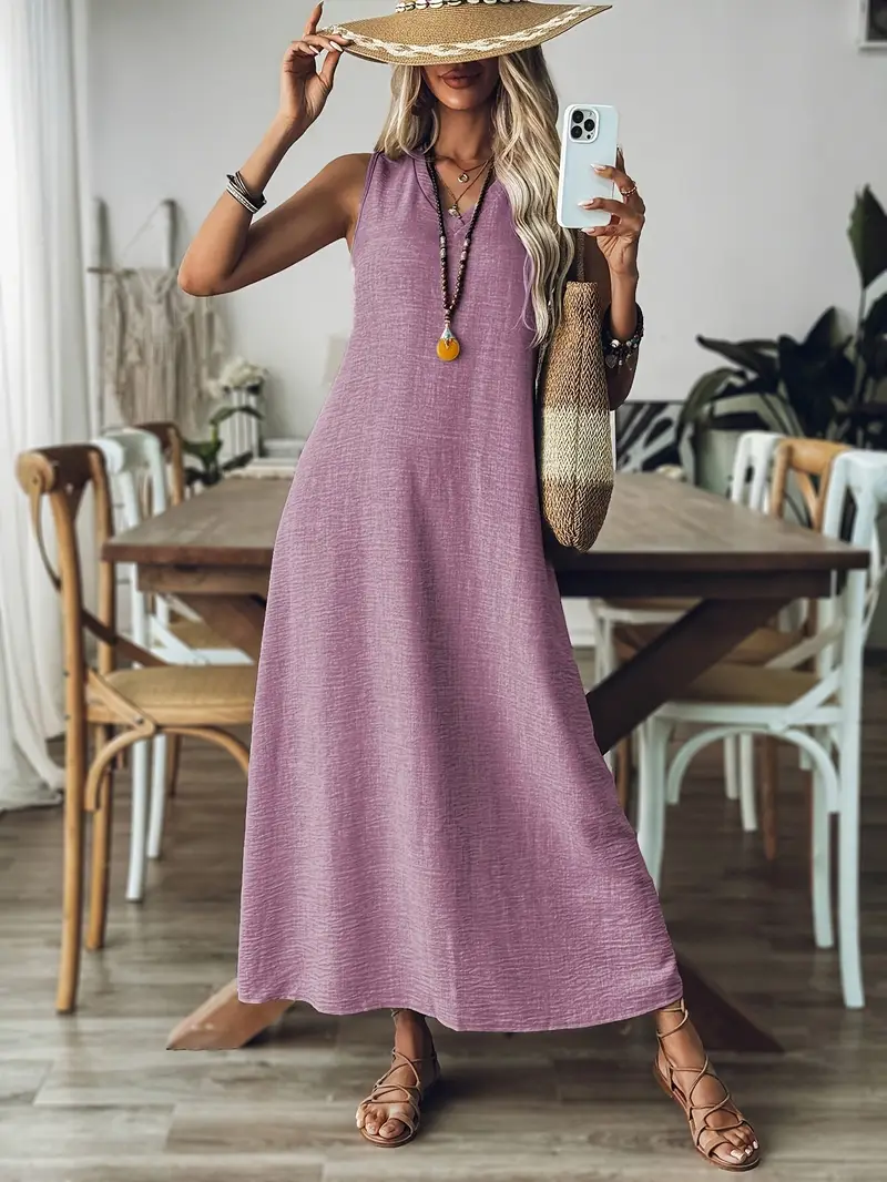 LISET - ÄRMELLOSES LANGES UND LOCKERES KLEID - Image 6