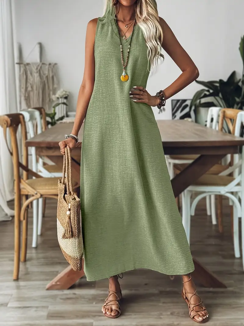 LISET - ÄRMELLOSES LANGES UND LOCKERES KLEID - Image 7