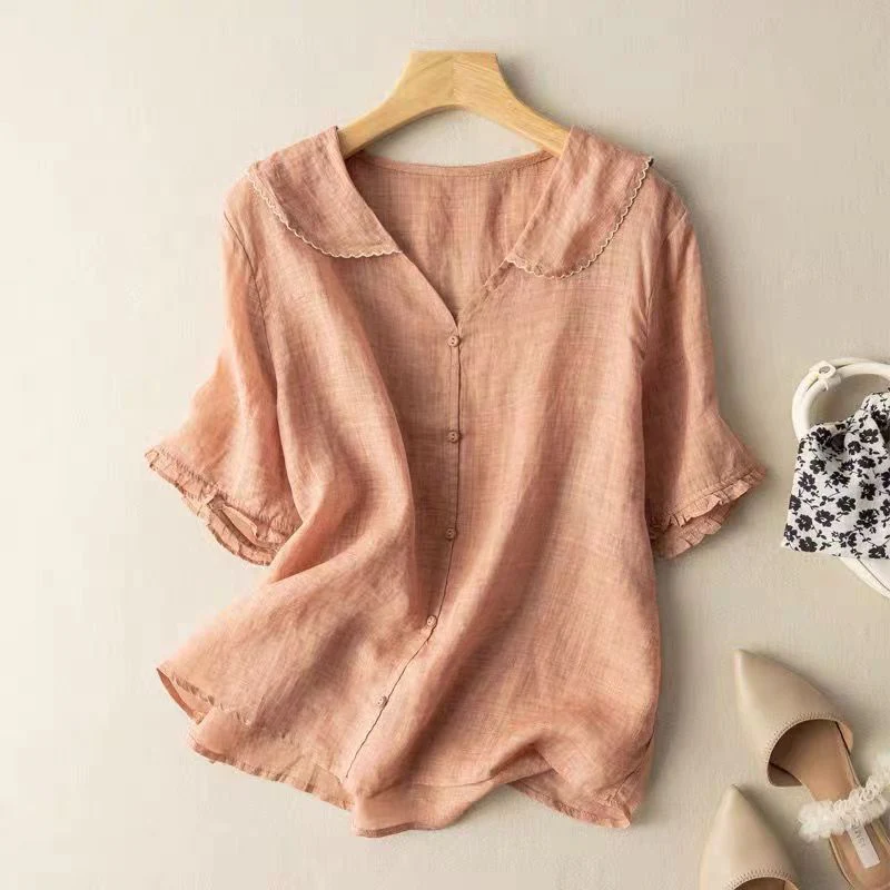 Dagmar | Damen Vintage Bluse Locker Knopfverzierung – Locker Vintage Bluse 2026 - Image 2
