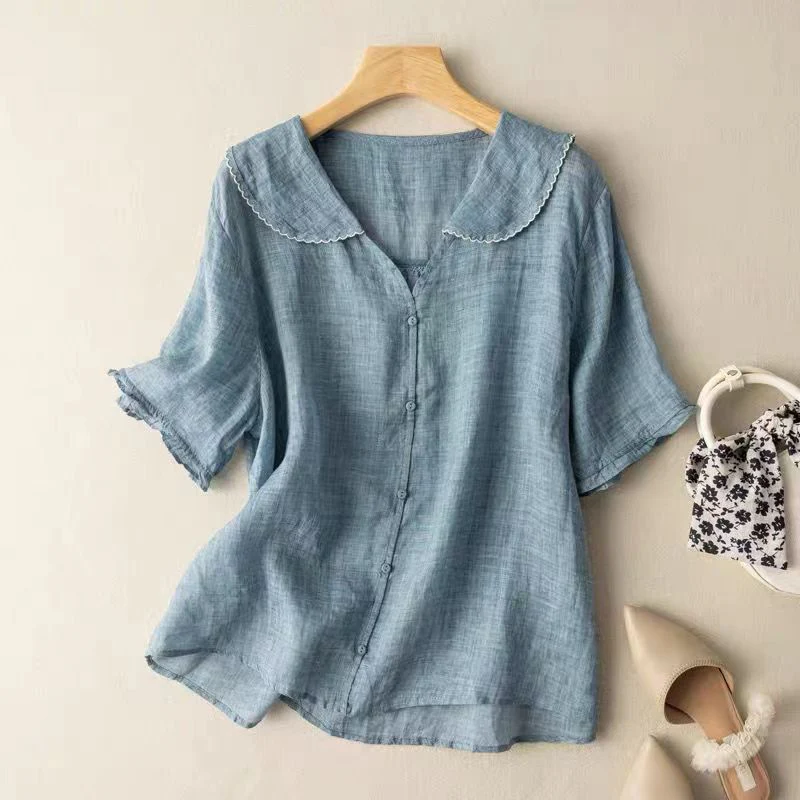 Dagmar | Damen Vintage Bluse Locker Knopfverzierung – Locker Vintage Bluse 2026 - Image 3