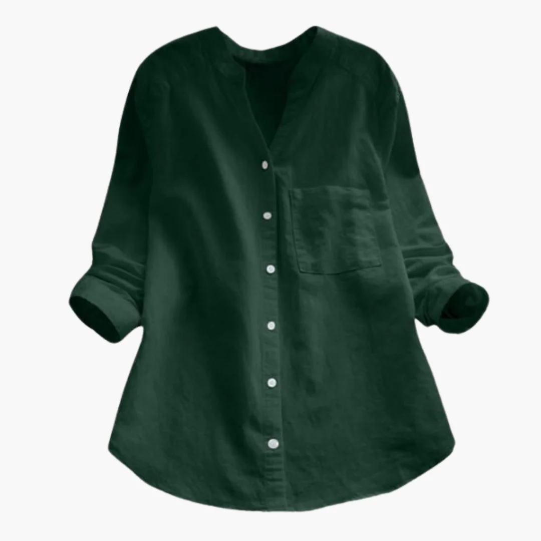Lockere Hemdbluse für Damen - Langarm, Stehkragen & Casual - Image 4