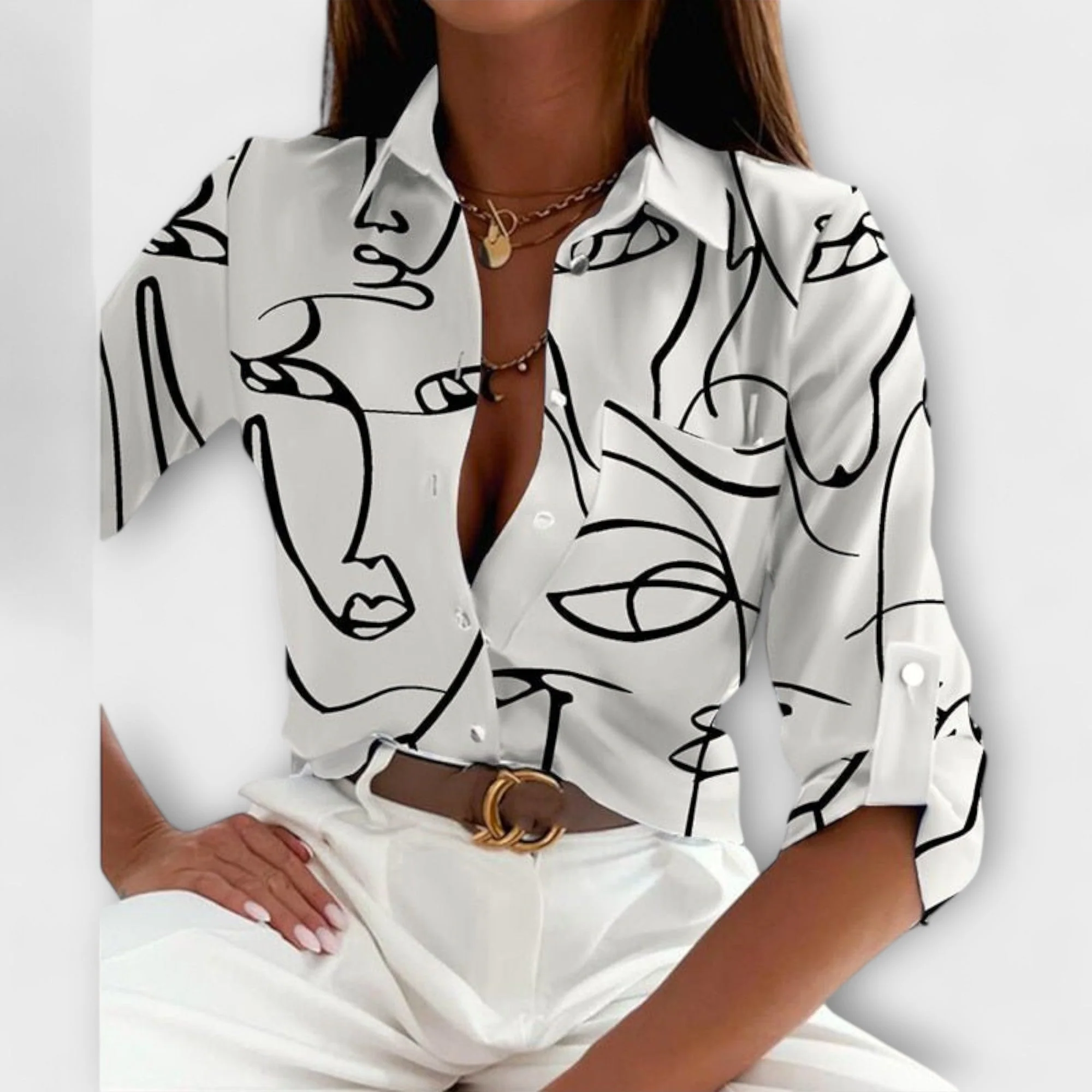 Lorena – Hemdbluse mit grafischem Print und Retro-Flair - Image 11