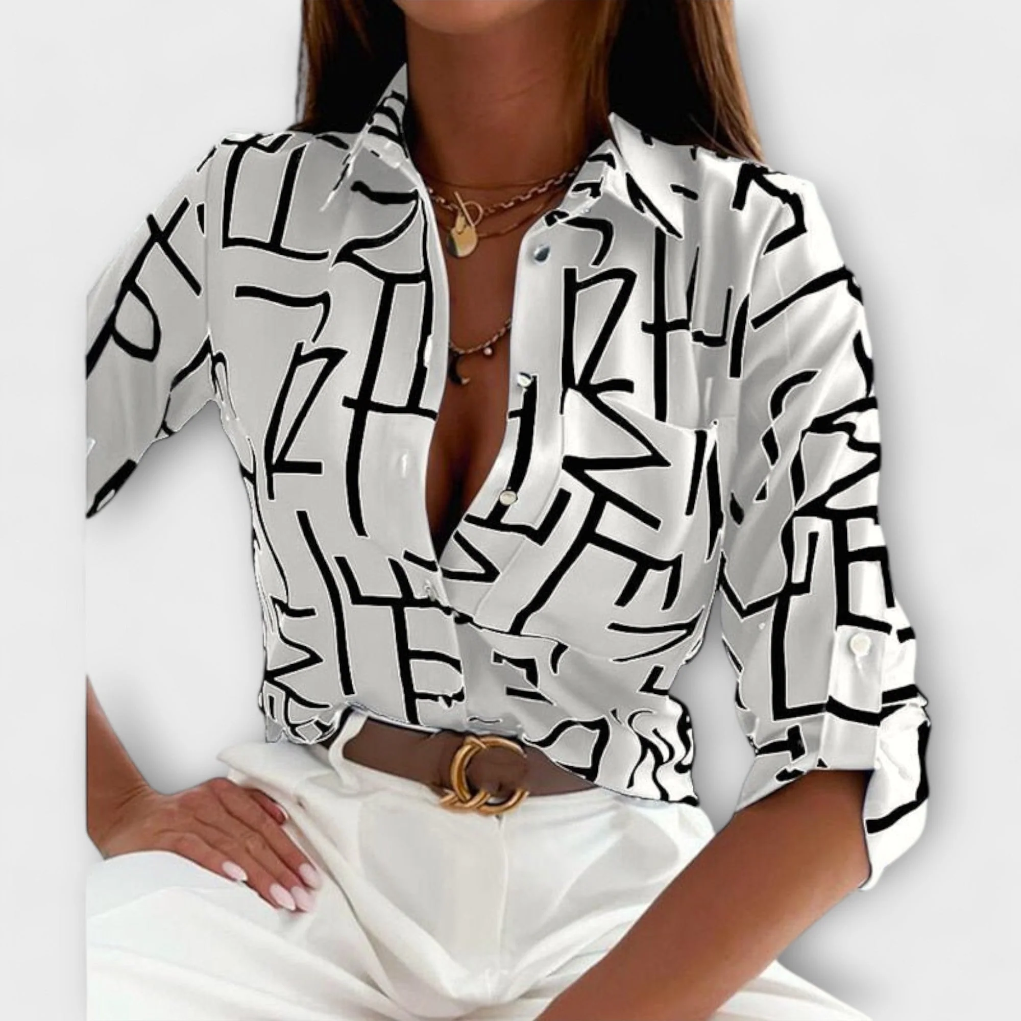 Lorena – Hemdbluse mit grafischem Print und Retro-Flair - Image 12