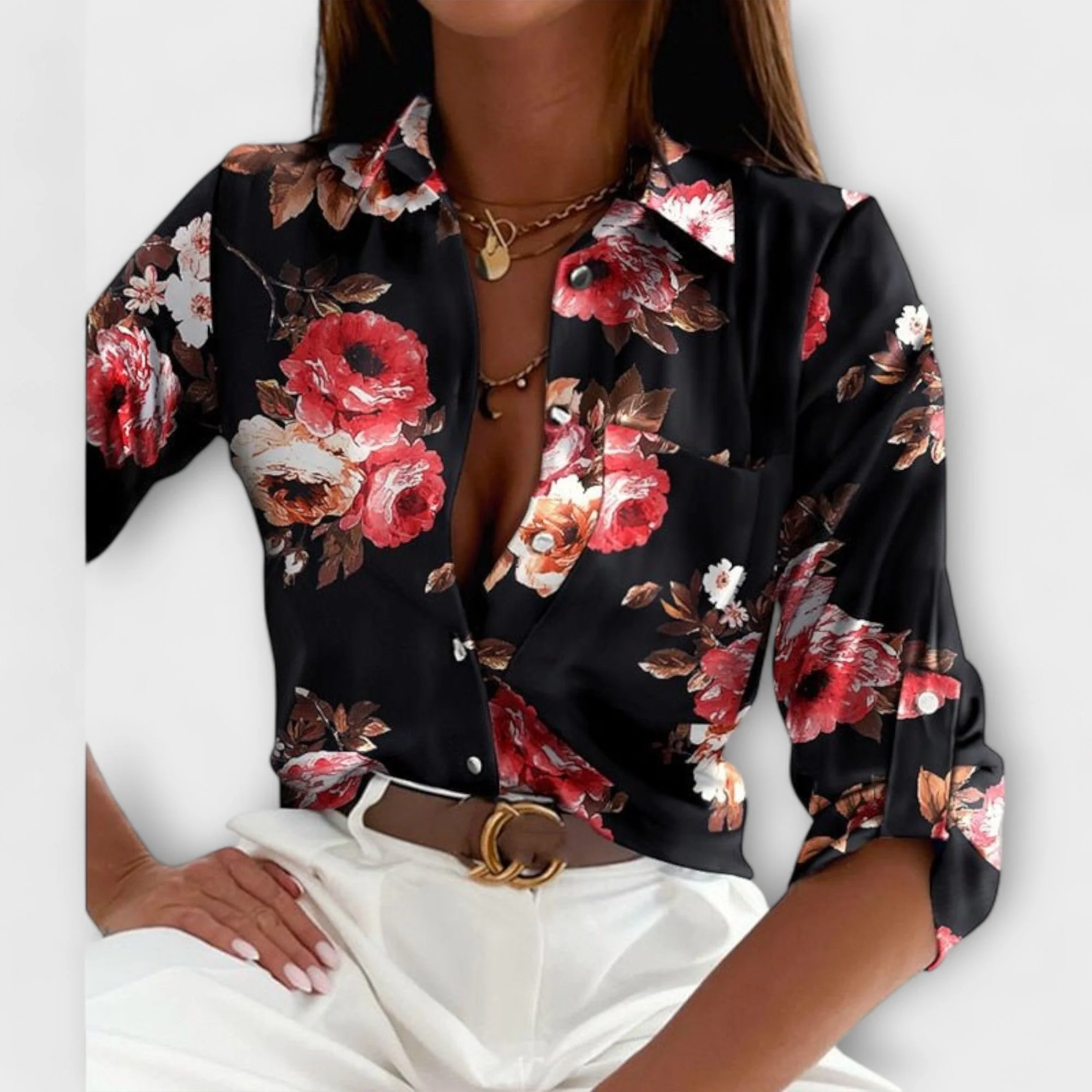 Lorena – Hemdbluse mit grafischem Print und Retro-Flair - Image 5