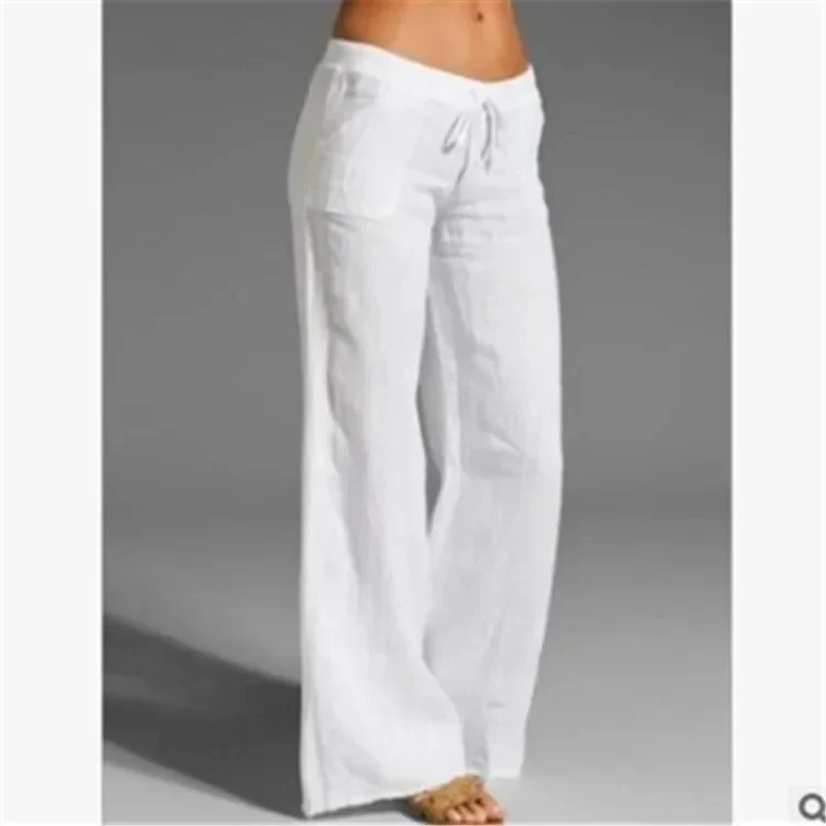 Lose Leinenhosen mit weitem Bein Sommer