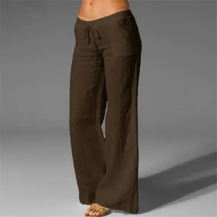 Lose Leinenhosen mit weitem Bein Sommer - Image 5