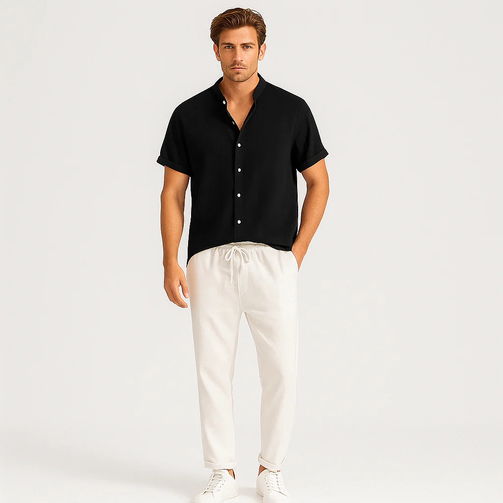 Luca Sommer-Leinen-Duo – Herrenoutfit mit Slim-Fit-Polo und maßgeschneiderten Hosen - Image 2