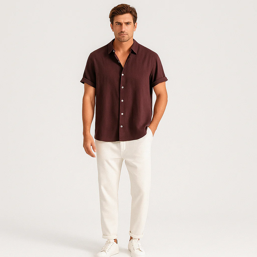 Luca Sommer-Leinen-Duo – Herrenoutfit mit Slim-Fit-Polo und maßgeschneiderten Hosen - Image 3
