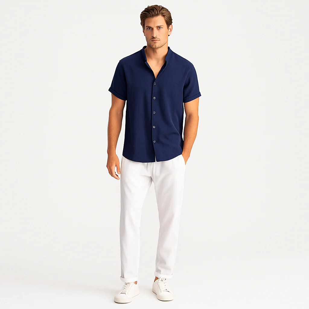Luca Sommer-Leinen-Duo – Herrenoutfit mit Slim-Fit-Polo und maßgeschneiderten Hosen - Image 4