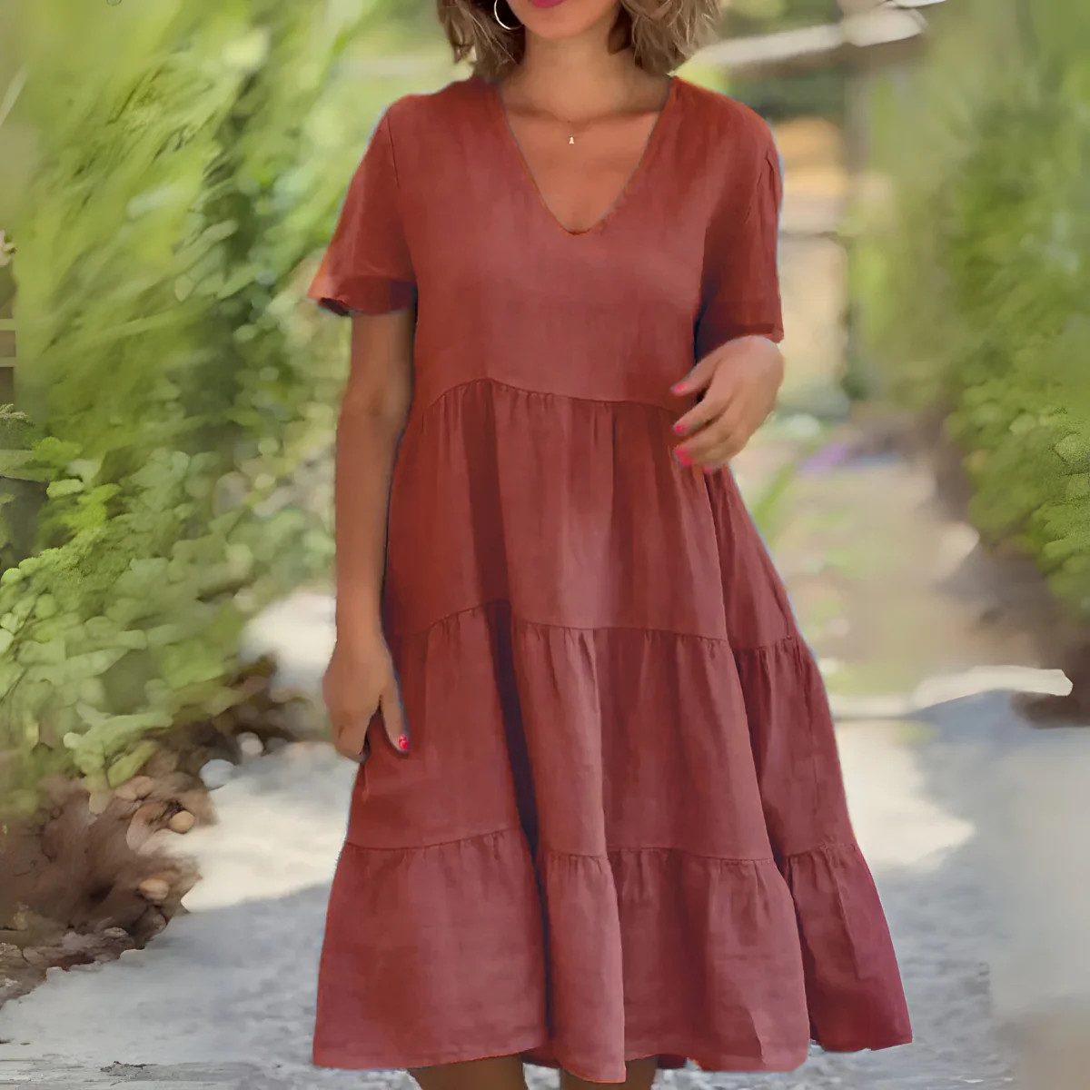 Luce | Fließendes Kleid mit V-Ausschnitt - Image 5