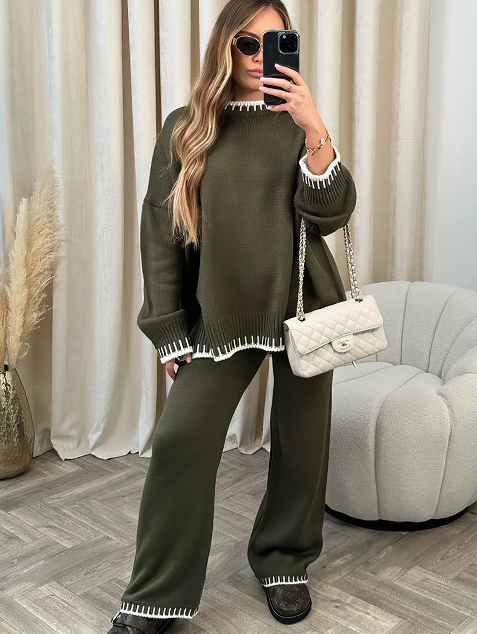 LUCY | Strick-Loungewear-Set mit kontrastierenden Details - Image 5