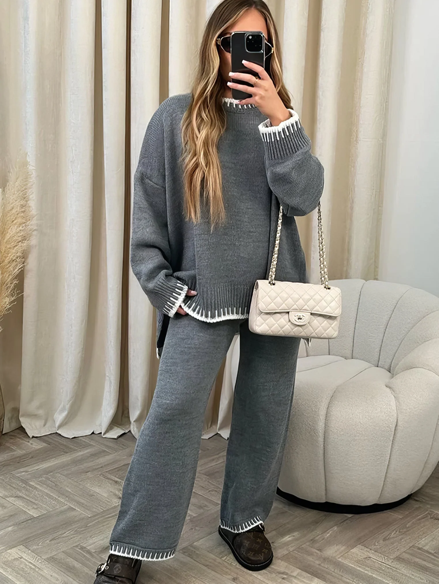 LUCY | Strick-Loungewear-Set mit kontrastierenden Details - Image 7