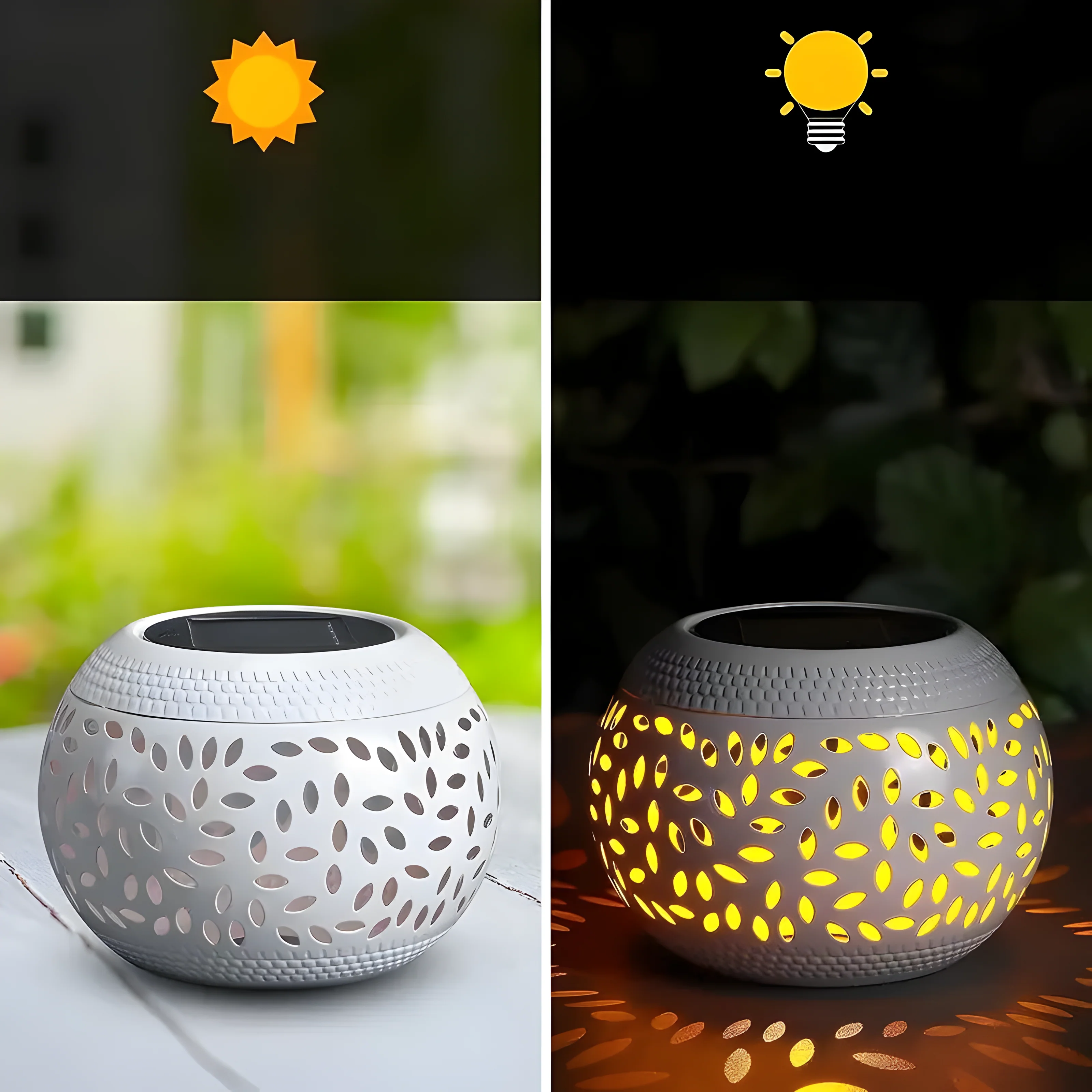 LumaWeave – Solarbetriebene Tischlampe mit geöstem Muster - Image 3