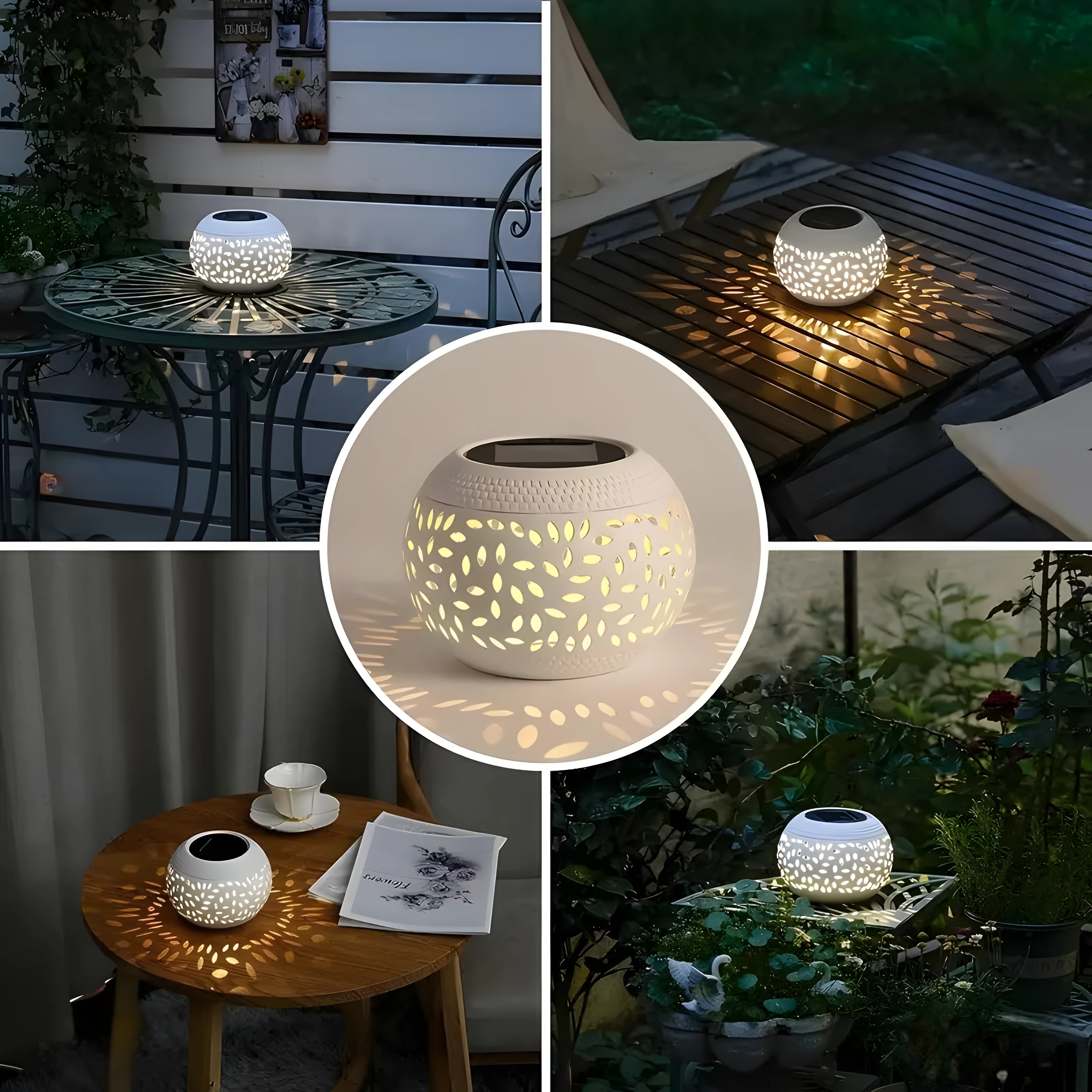 LumaWeave – Solarbetriebene Tischlampe mit geöstem Muster - Image 5