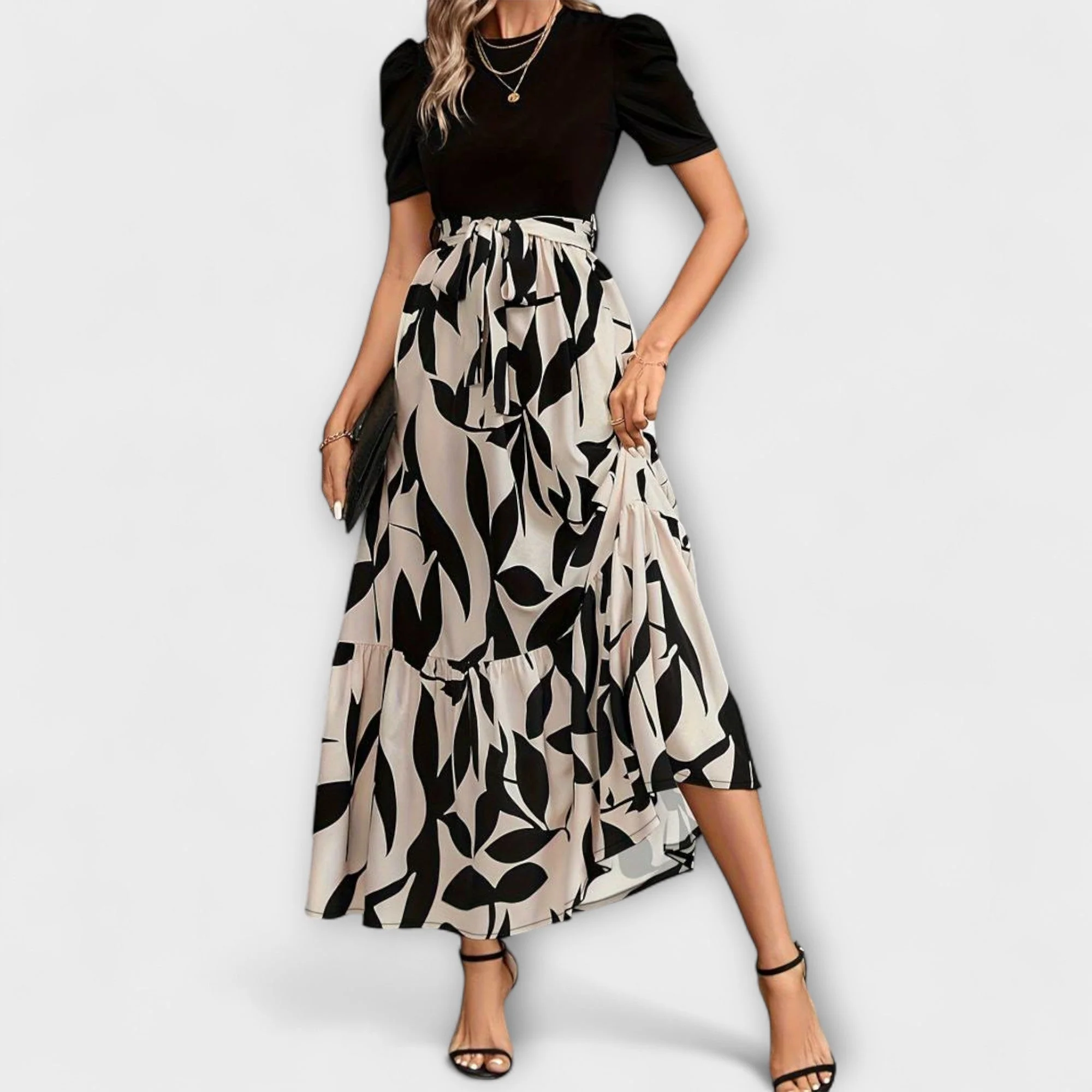 Luna - Floral Printed Summer Dress with Round Neckline - Image 5