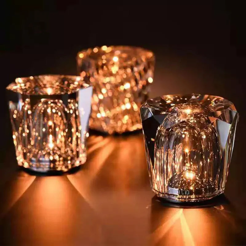 Lunara kabellose LED-Kristall- Tischlampe – Facettierte Stimmungsbeleuchtung - Image 2