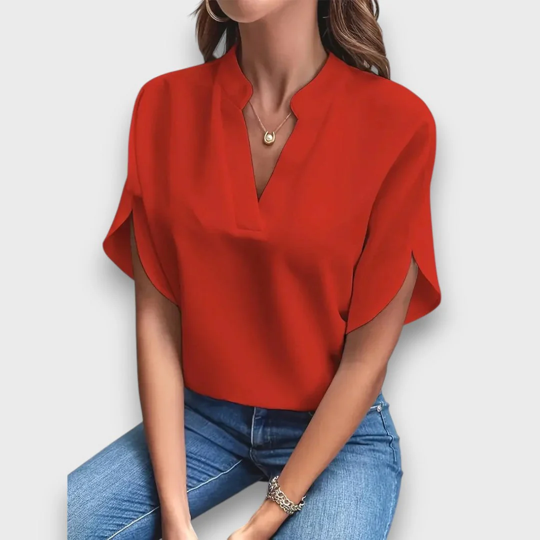 Lunelle – Bluse mit V-Ausschnitt und fließender Form - Image 5