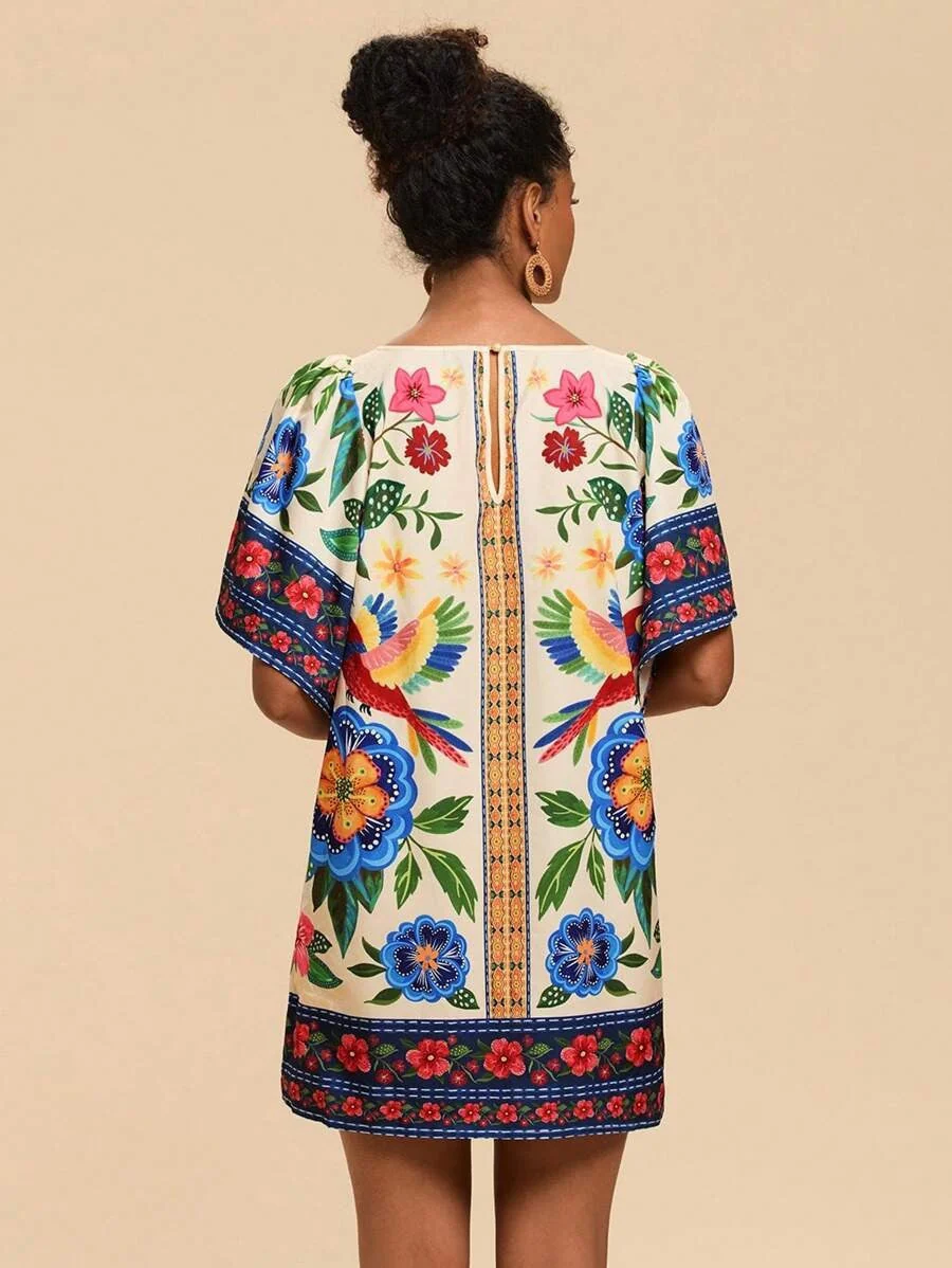 Lyra | Bedrucktes Kurzes Kleid mit Rundhalsausschnitt - Image 3