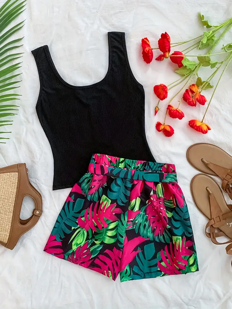 Mabel | Damen Sommerurlaub Bedruckte Weste und Shorts Set - Image 4