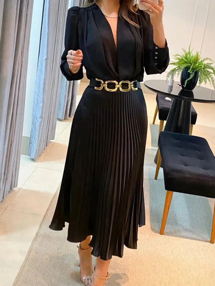 Madilynn – Plissiertes Midikleid mit Gürtel - Image 2