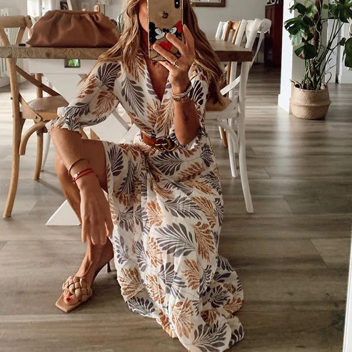 Madison | Fließendes und elegantes Maxikleid mit Blumenmuster für Frauen