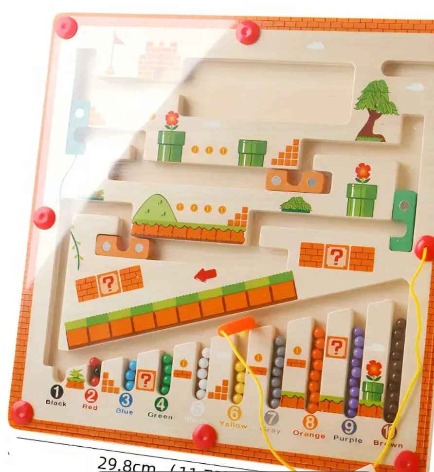 Magnetisches Pilz-Sortierbrett – Zählpuzzle mit Stift und Perlenlabyrinth - Image 4