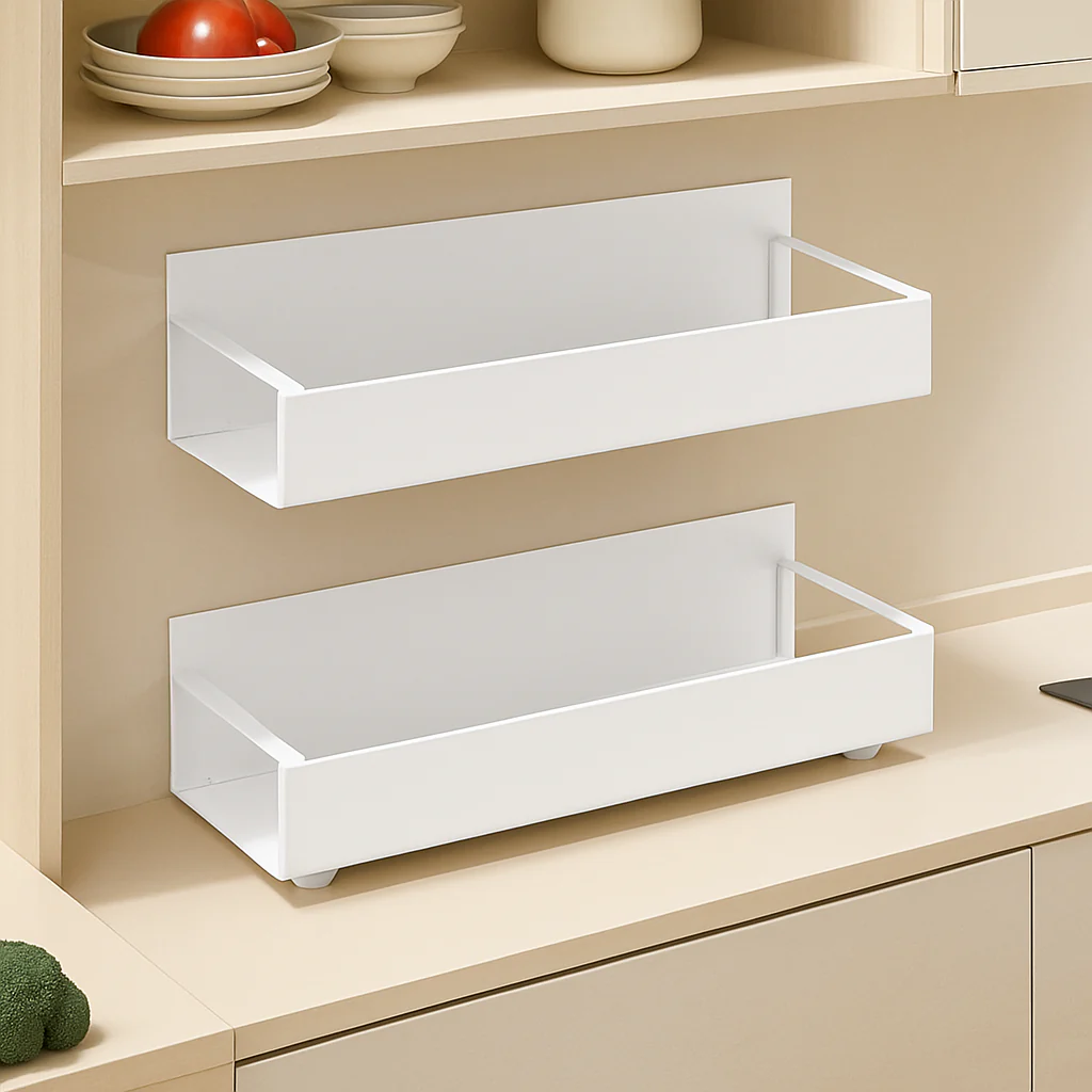 Magnetisches Seitenregal – Schwarzes Metall, Wandmontage ohne Bohren für Kühlschrank oder Waschmaschine - Image 6