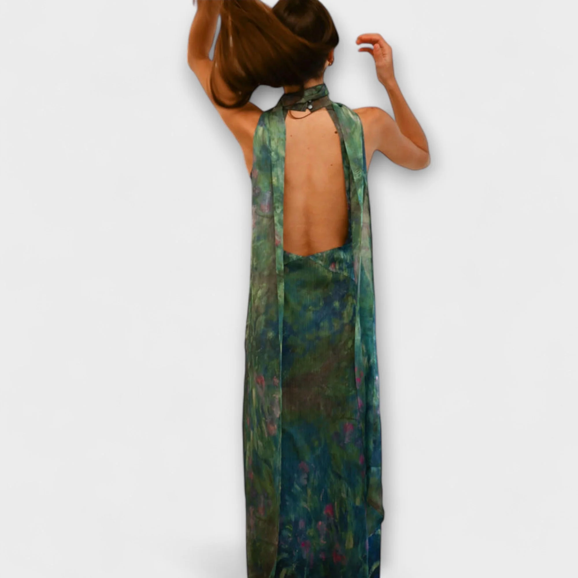 Maisie - Maxikleid mit Monet Iris Druck