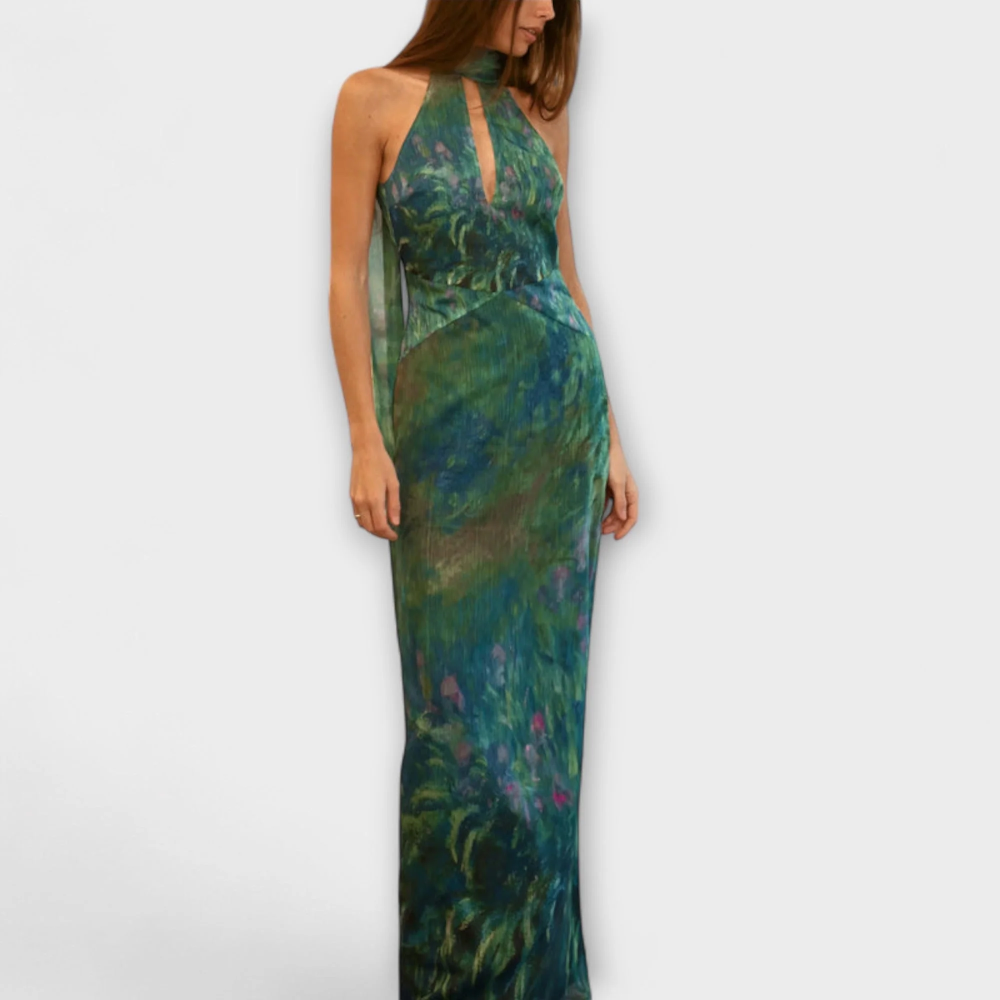Maisie - Maxikleid mit Monet Iris Druck - Image 2
