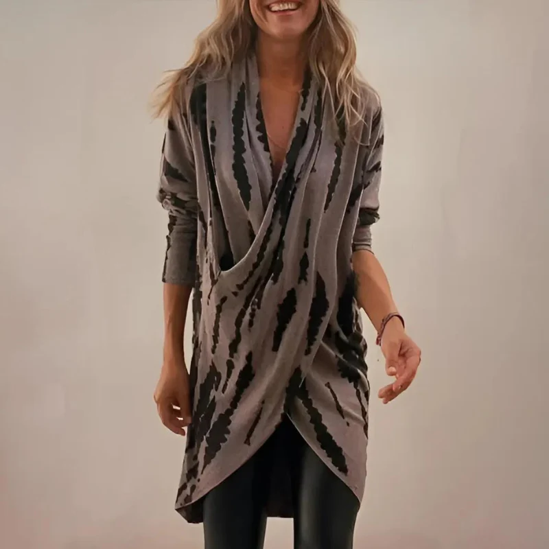 Makayla – Locker Sitzendes Kleid mit Mehreren Schnallen  V-Ausschnitt und Taschen - Image 3