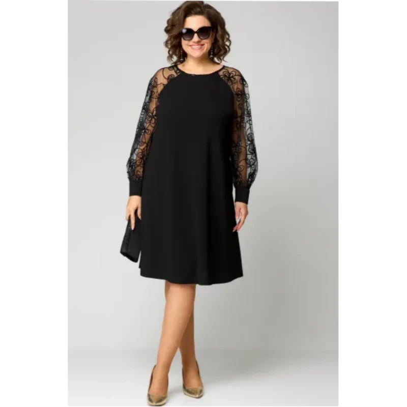 MALEA - KLEID MIT BESTICKTEN ÄRMELN - Image 5