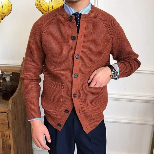 MANFRED - VINTAGE KNOPFSTRICKJACKE