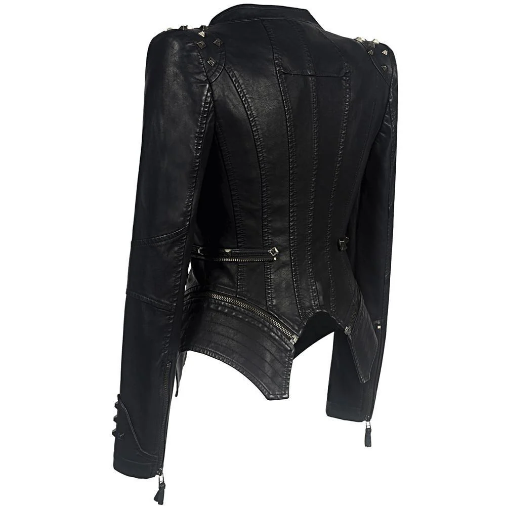 Manuela | Schlanke Bikerjacke aus Kunstleder