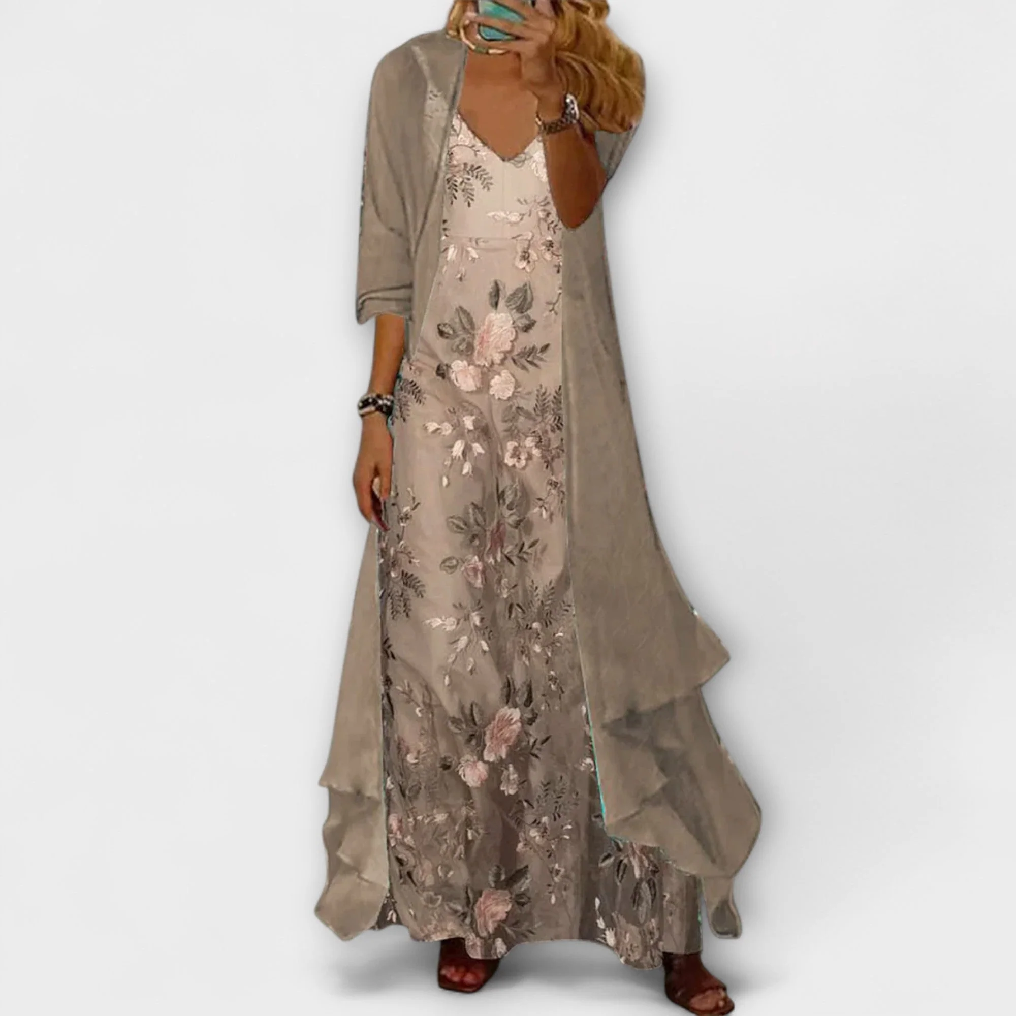 Mara - 2-teiliges Maxikleid und Jacken-Set