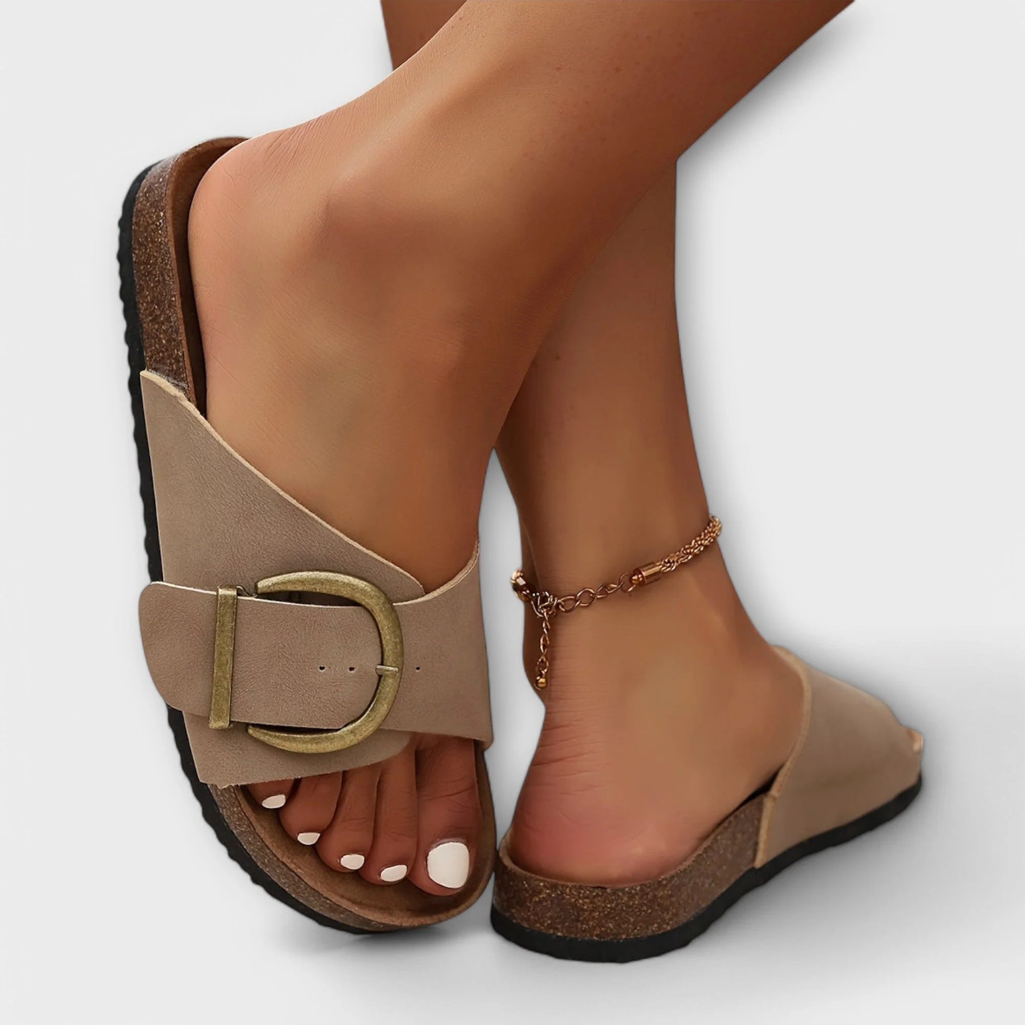 Margie - Damen Kork Pantoletten mit Schnallenriemen Design - Image 7