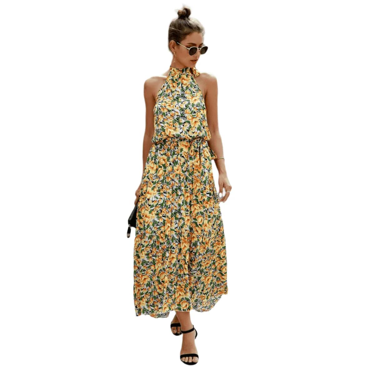 Maribel Blomster Boho Maxikleid mit Schlitz im Hals - Image 3