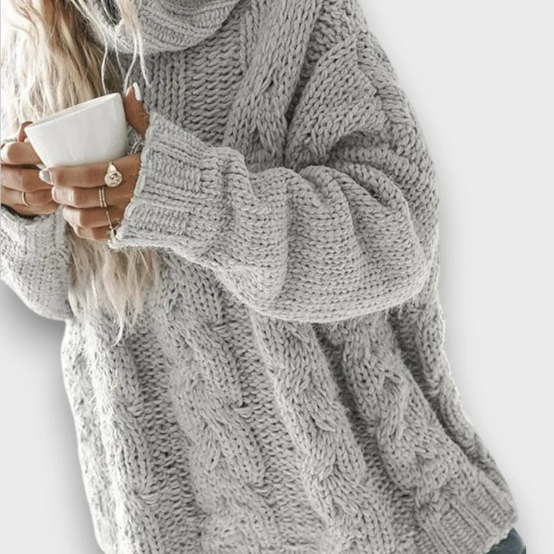 Maribel – Lockerer Zopfmuster Rollkragenpullover - Image 2
