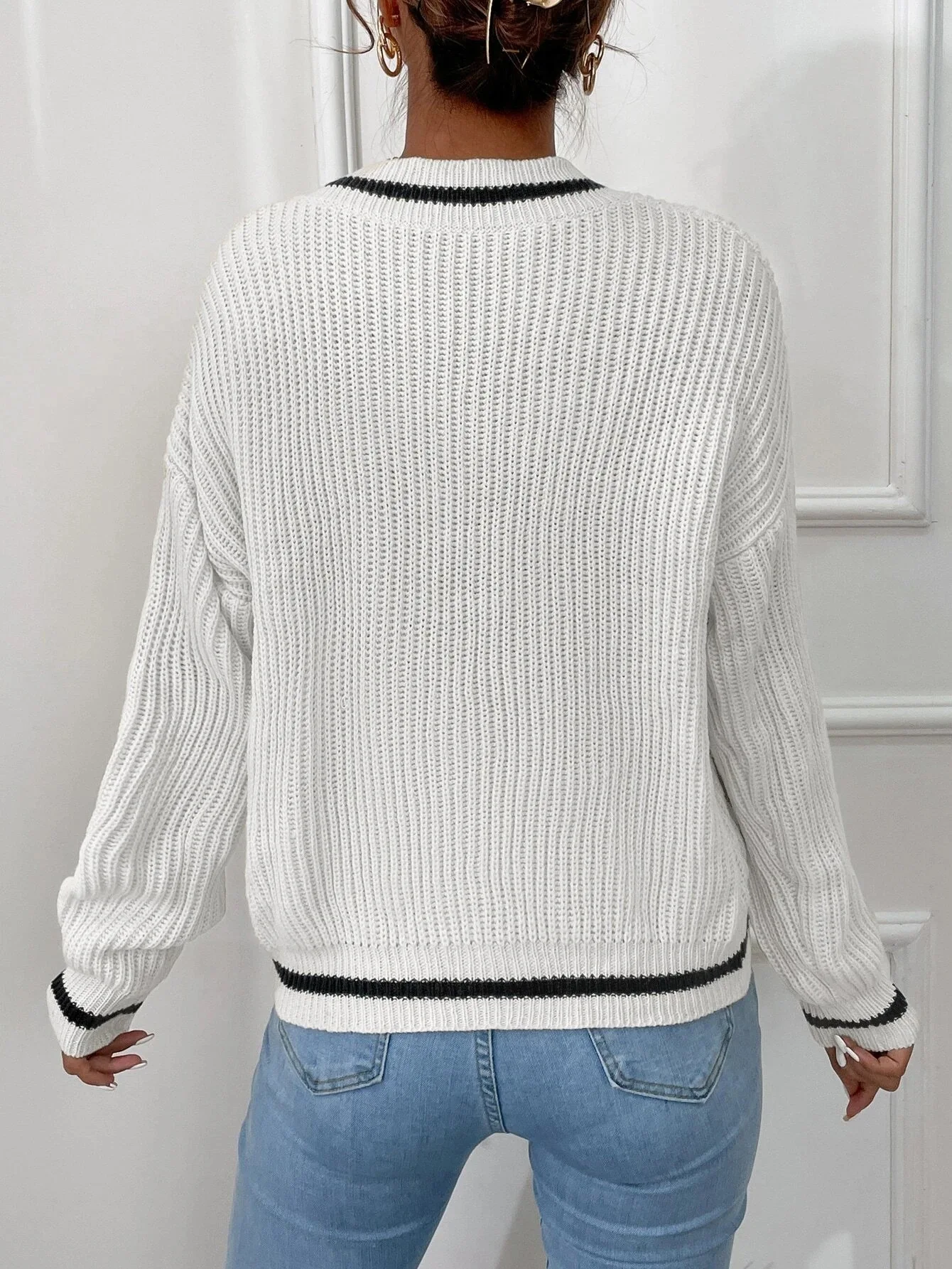 Marina | Gestreifter Waffelstrick-Pullover - Image 10